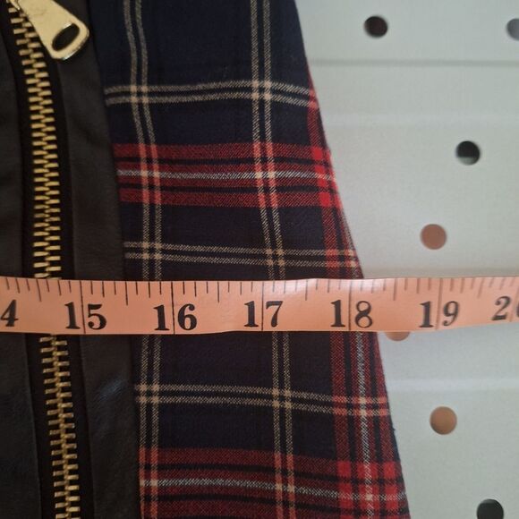 River Island Womens Coquette Skort Short Plaid Faux Leather Side Zip Size 8 - Picture 11 of 15